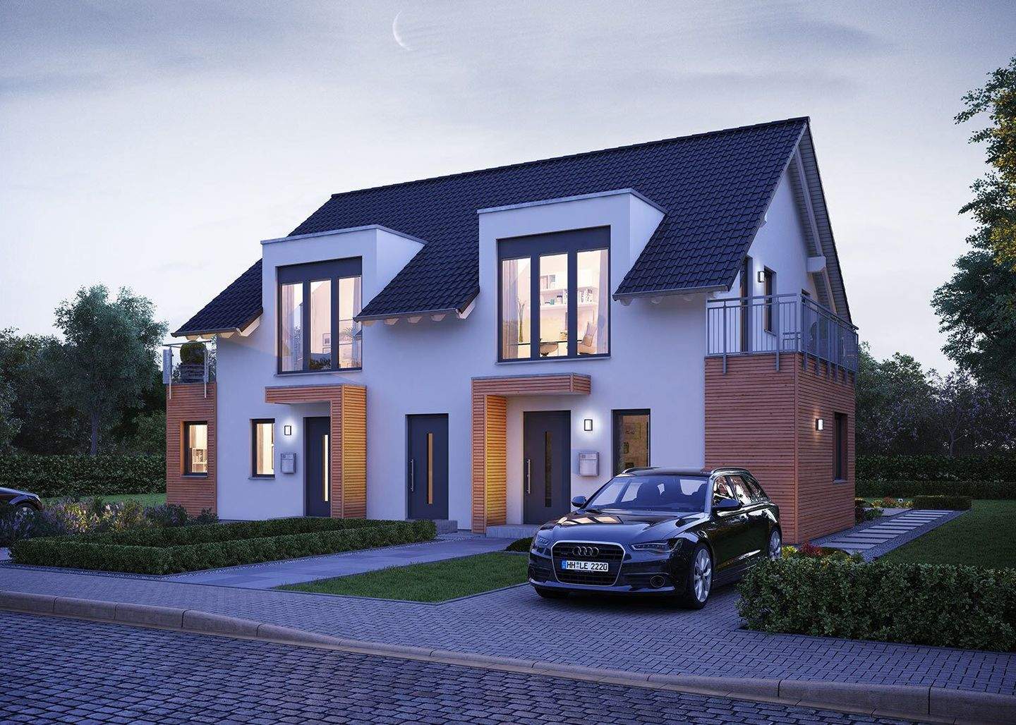 Immobilie in Büchlberg - Neubau / Leben wie in einer Doppelhaushälfte. 2 Wohneinheiten inkl. Grundstück - Bild 1