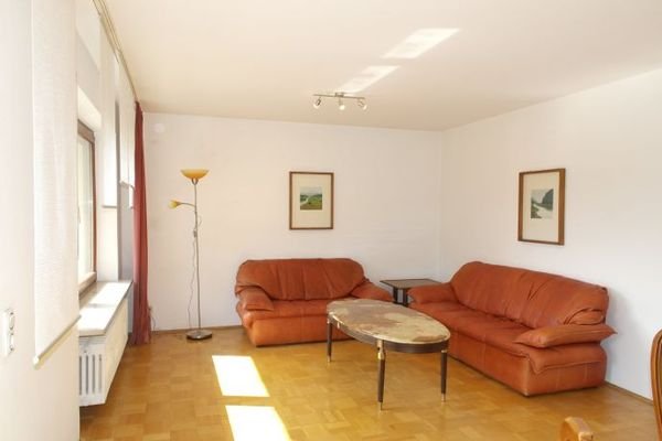 Wohnzimmer mit Leder-Couch Garnitur