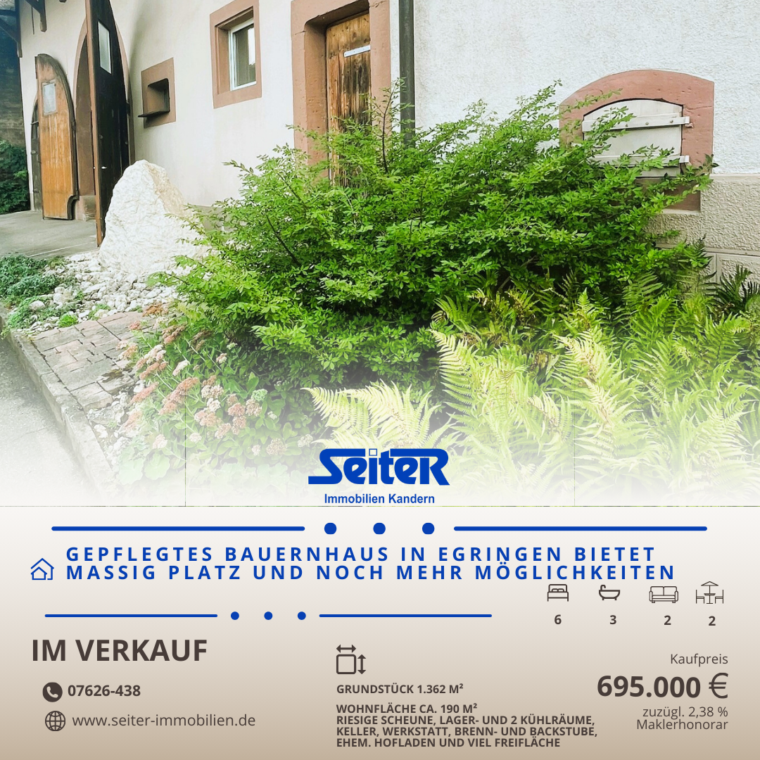 Immobilie in Efringen-Kirchen - Gepflegtes Bauernhaus in Egringen bietet massig Platz und noch mehr Möglichkeiten - Bild 0