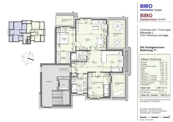 Behnsrade3_WE11 - Moderne 3 Raum Dachgeschoßwohnung | Apartment Hamburg