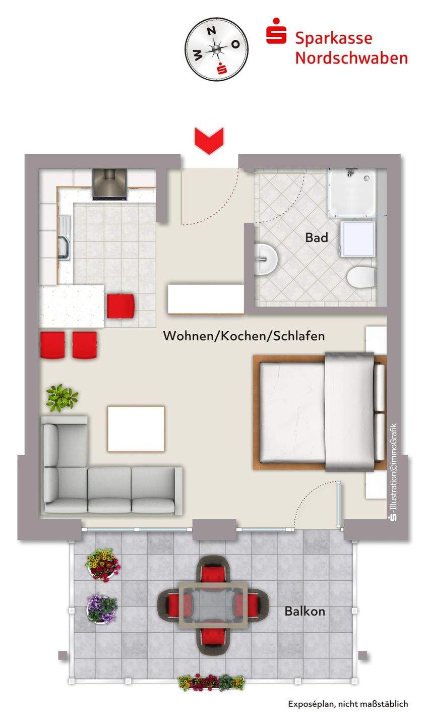 Immobilie in Wassertrüdingen - Neubau - 1-Zimmer-Apartment mit Balkon in Wassertrüdingen zu verkaufen! - Bild 7