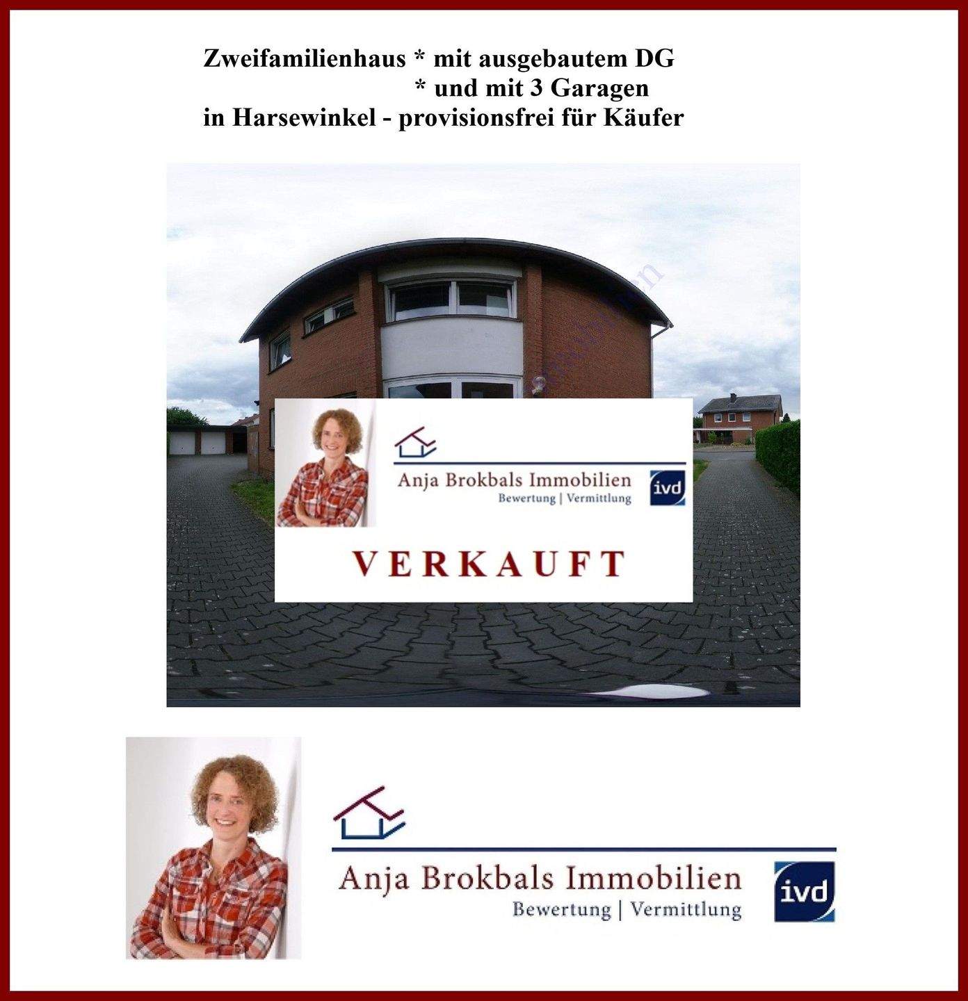 Immobilie in Harsewinkel - Zweifamilienhaus mit ausgebautem DG und mit 3 Garagen in Harsewinkel, provisionsfrei für Käufer - Bild 0