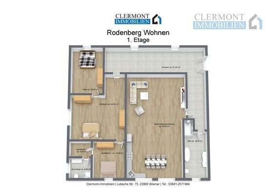Rodenberg Wohnen - 1. Etage - 3D Floor Plan