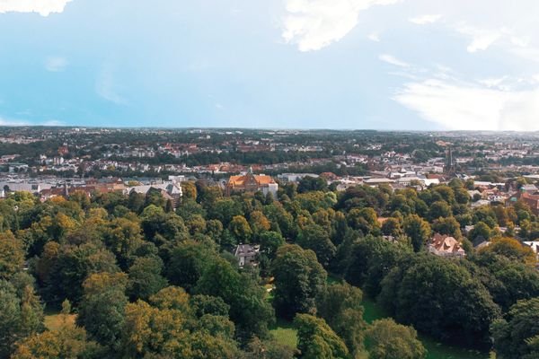 Blick über Flensburg und Christiansenpark