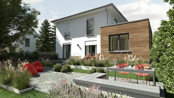 Einfamilienhaus-Flair-124-Kubus-Holz-Gartenansicht