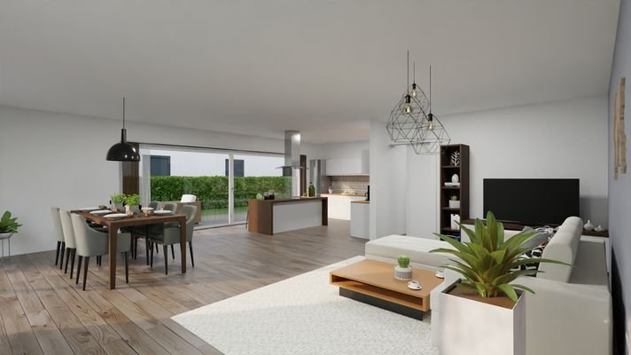 Rd. 55 m² Wohn- und Esslandschaft mit offener Küche sind wirklich geräumig