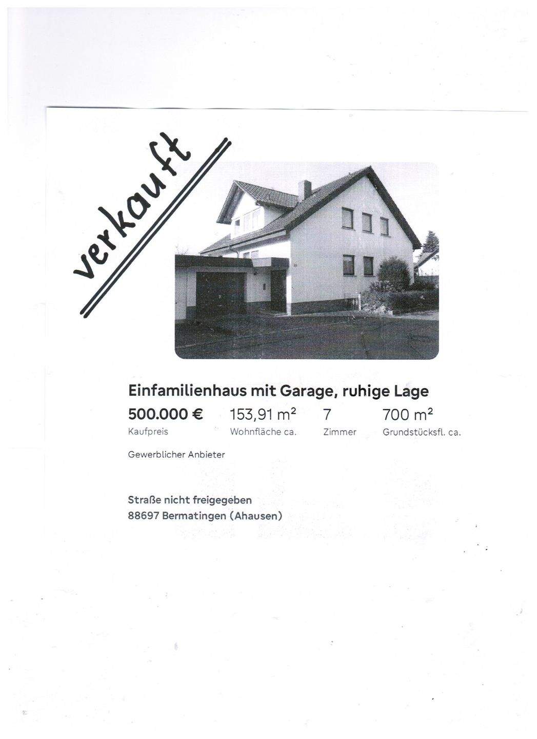 Immobilie in Bermatingen - Einfamilienhaus mit Garage, ruhie Lage - Bild 0